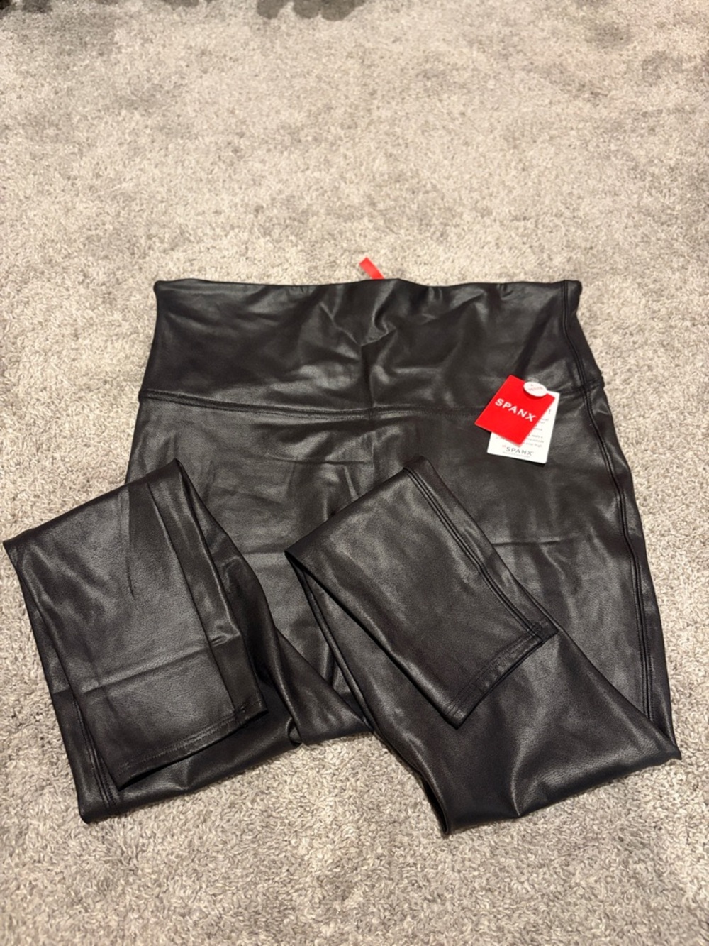 SPANX Black Faux Petite Leather Leggings